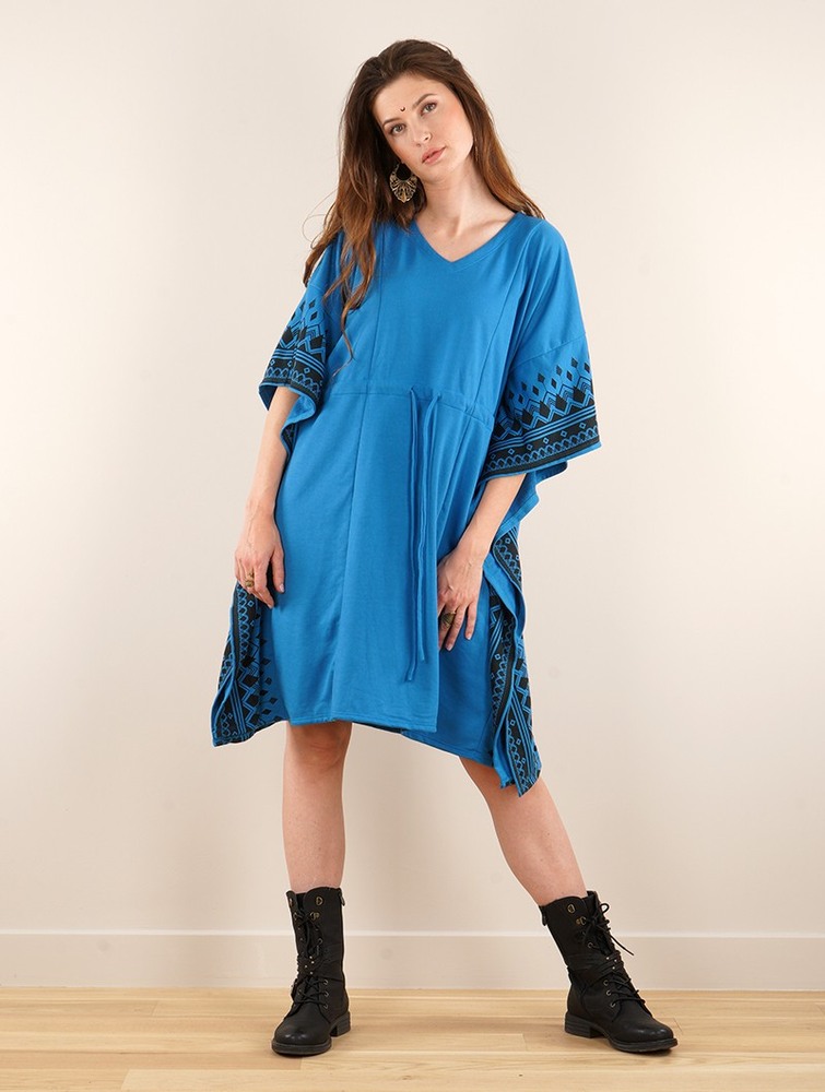 Toonzshop Wilwarin Ethnic Arrow Kaftan Dress Naisten Mekko Sininen | 7168GUQYH