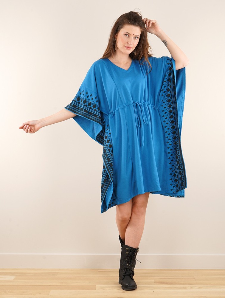 Toonzshop Wilwarin Ethnic Arrow Kaftan Dress Naisten Mekko Sininen | 7168GUQYH