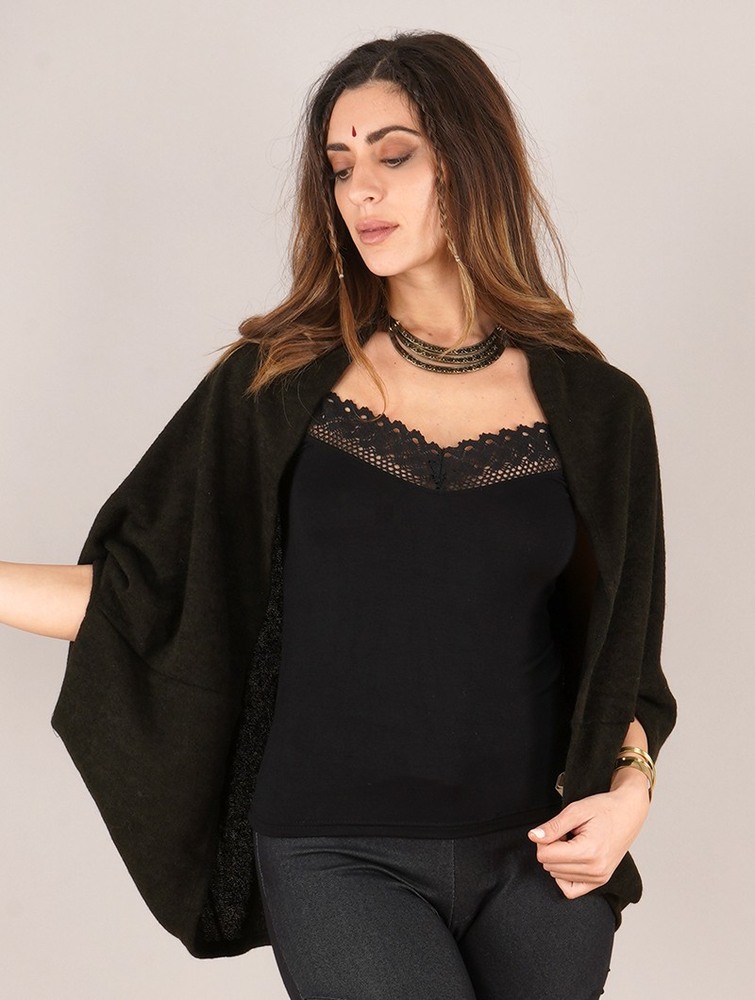 Toonzshop Yesenia Bat Sleeve Cardigan Naisten Neuletakki Mustat | 3140TNESM