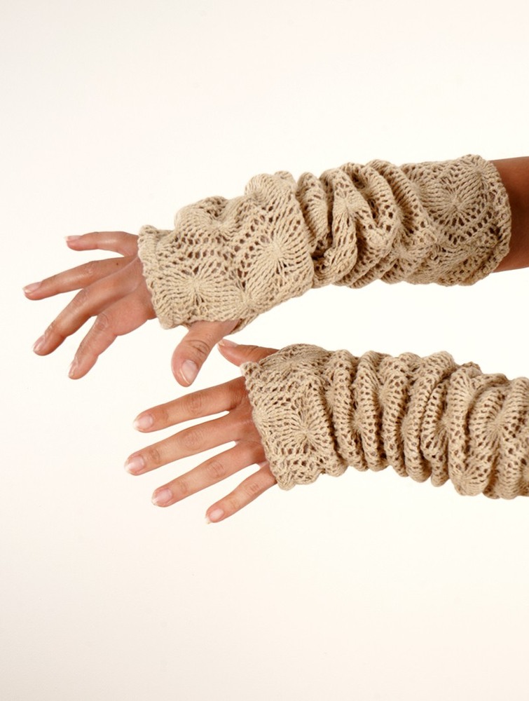 Toonzshop Yüm Crochet Arm Warmers Naisten Fingerless gloves-legwarmers Beige | 6173MXEAV