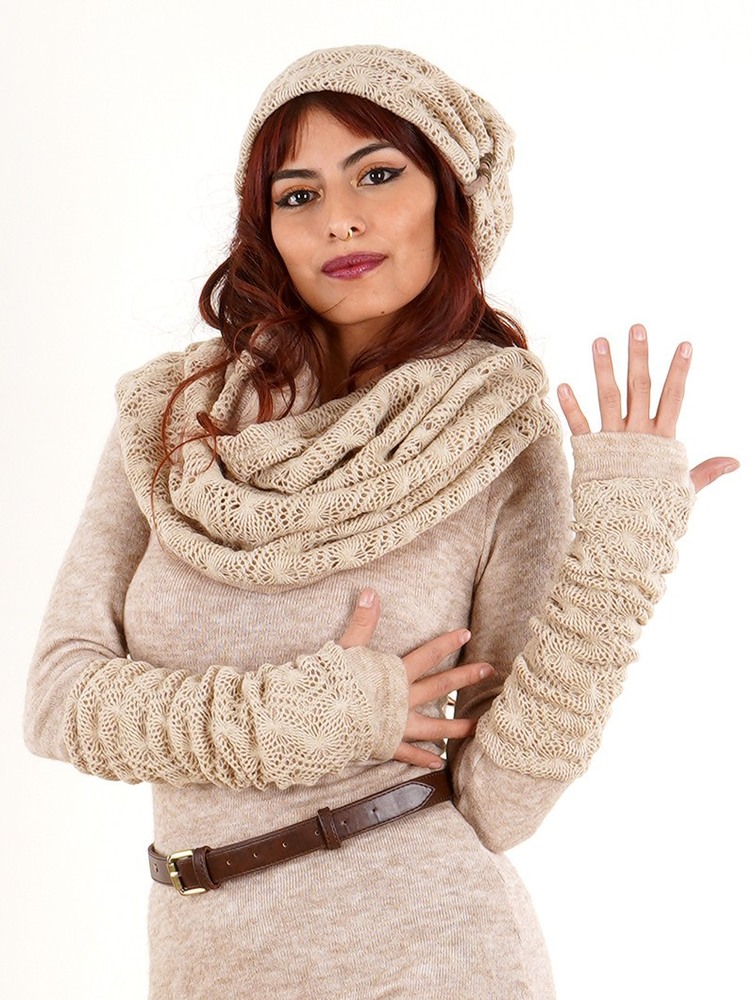 Toonzshop Yüm Crochet Arm Warmers Naisten Fingerless gloves-legwarmers Beige | 6173MXEAV