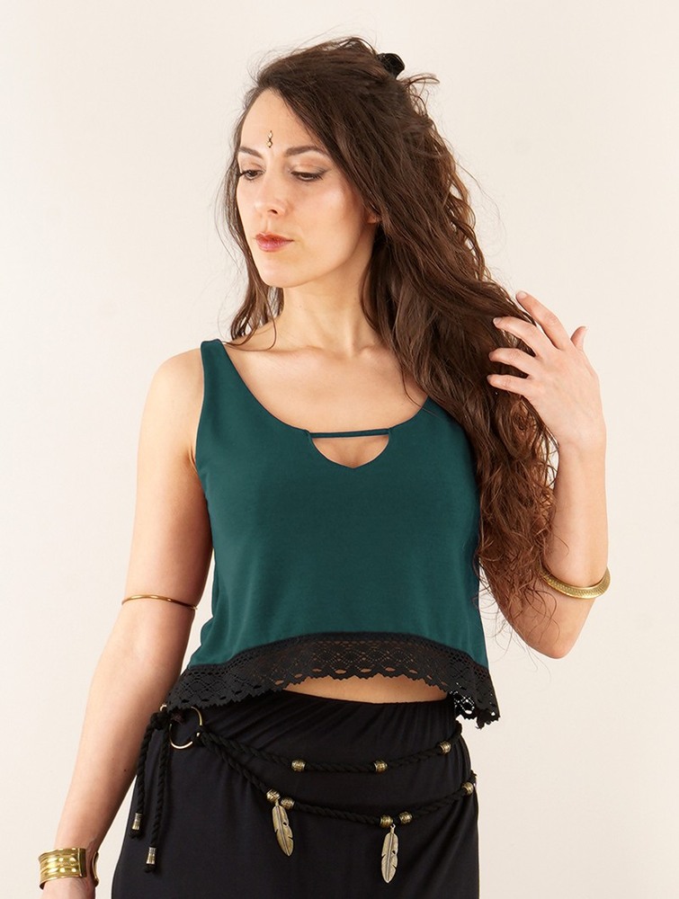 Toonzshop Öde Reversible Short Sleeve Top Naisten Topit Teal | 0981VXMUZ